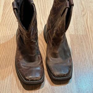 Justin‎ Brands Brown Leather Cowboy Western Work Boots Kids Size 2.5 D